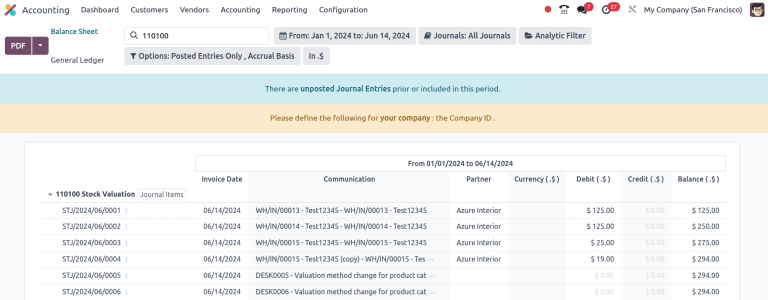 Odoo 18 documentation: stock journals list.